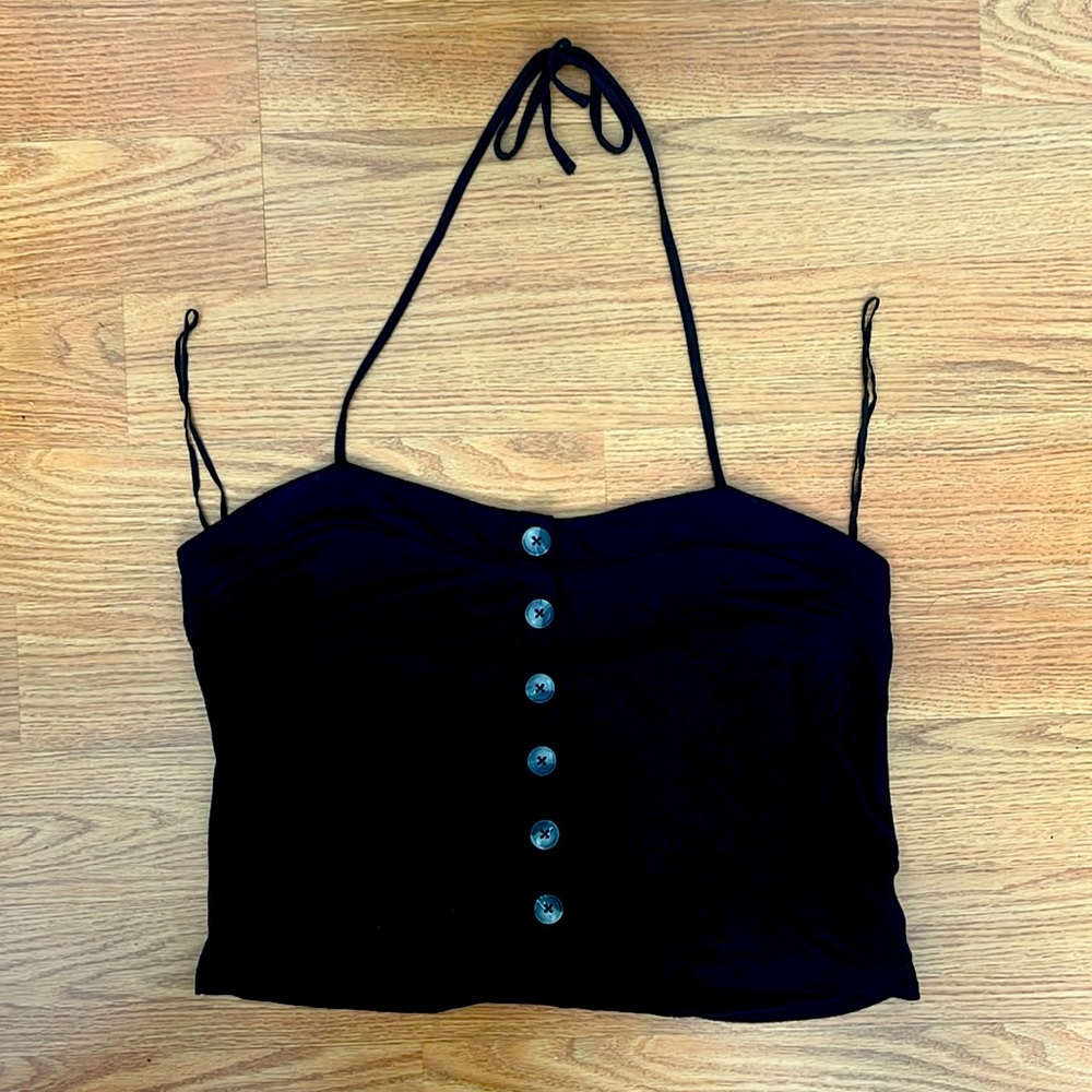 American Eagle black halter crop  top
